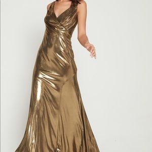 Aiden Mattox metallic gold dress